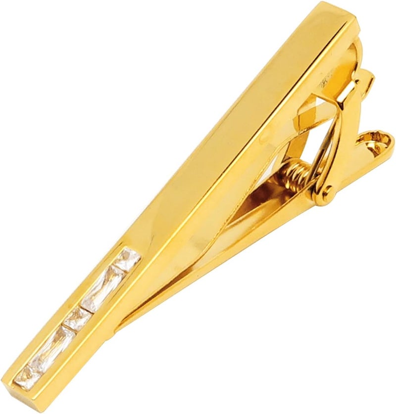 Jonwo Men's Crystal Tie Clip Silver Tone Tie Bar for Gentleman Regular Necktie Tie Clip for Business Anniversary - Image 1